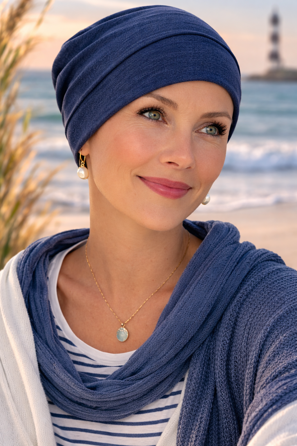 Bequeme leichte Chemomütze für Damen dunkelblau atmungsaktive Sommermütze