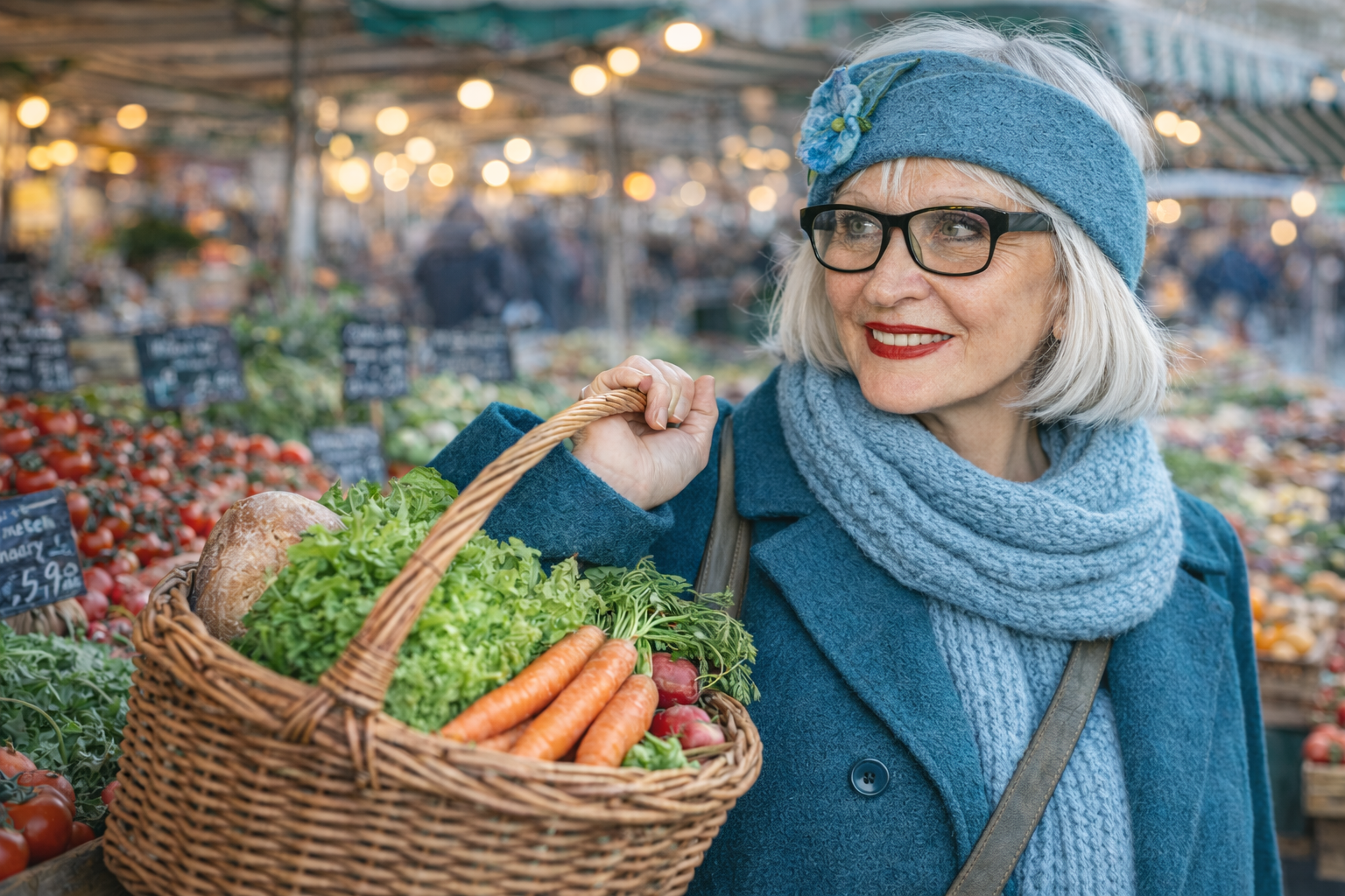 Handgefertigtes Filz-Stirnband für Damen in Türkisblau mit floraler Applikation