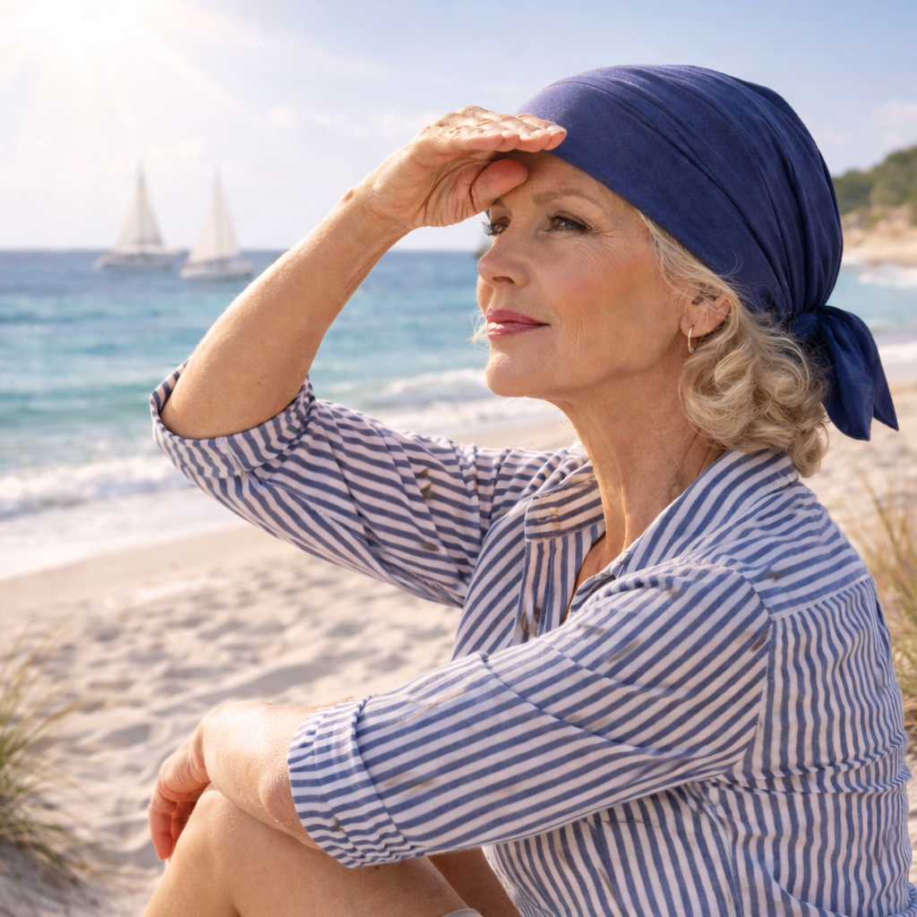 Elegantes Bandana Kopftuch für Damen ideal als Sonnenschutz am Meer und Strand