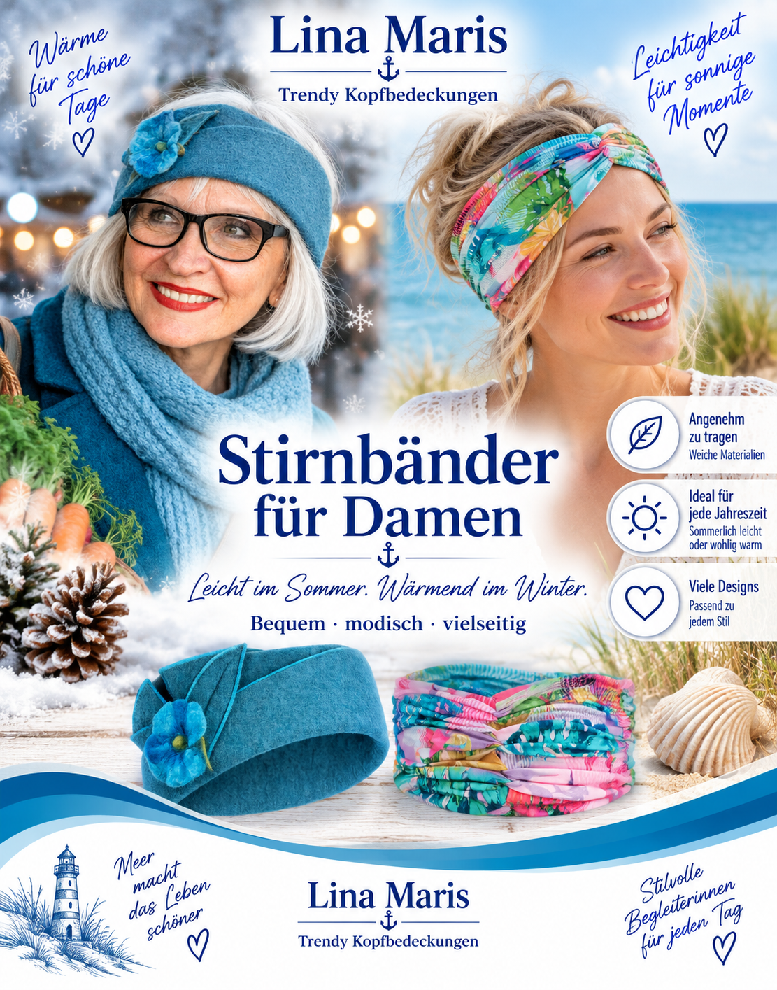 Stirnbänder für Damen – leicht im Sommer & wärmend im Winter