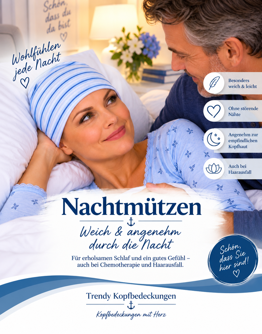 „Nachtmütze für Damen beim Schlafen, weich und angenehm für erholsame Nächte.“