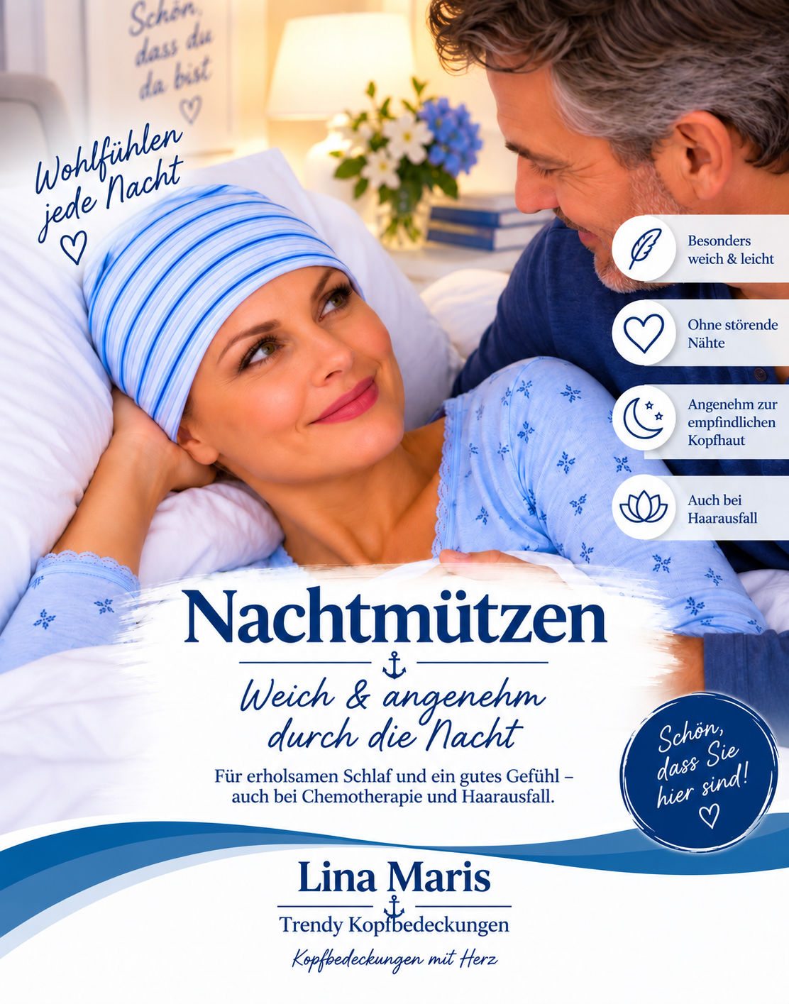 „Nachtmütze für Damen beim Schlafen, weich und angenehm für erholsame Nächte.“