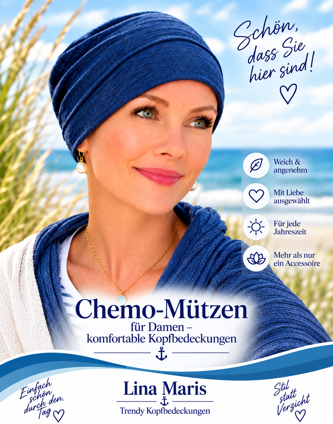 „Chemo-Mütze für Damen bei Haarausfall, rote Kopfbedeckung auf Glatze, weich und angenehm zu tragen.“