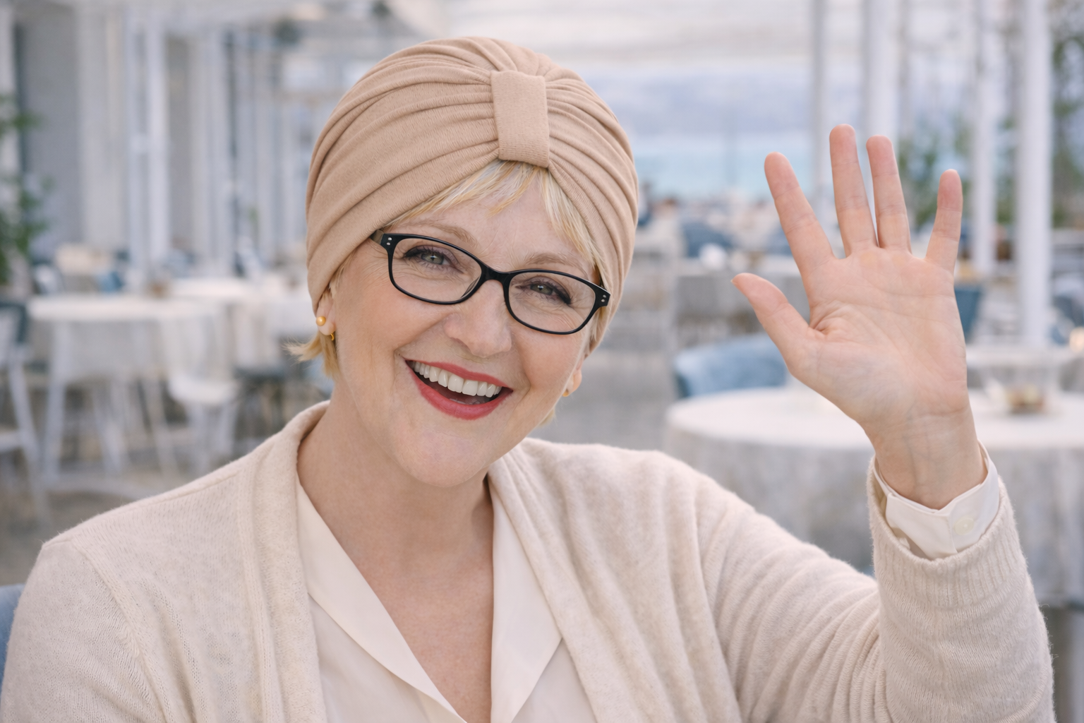 Eleganter Damen Turban in Beige – stilvoll, weich und bequem