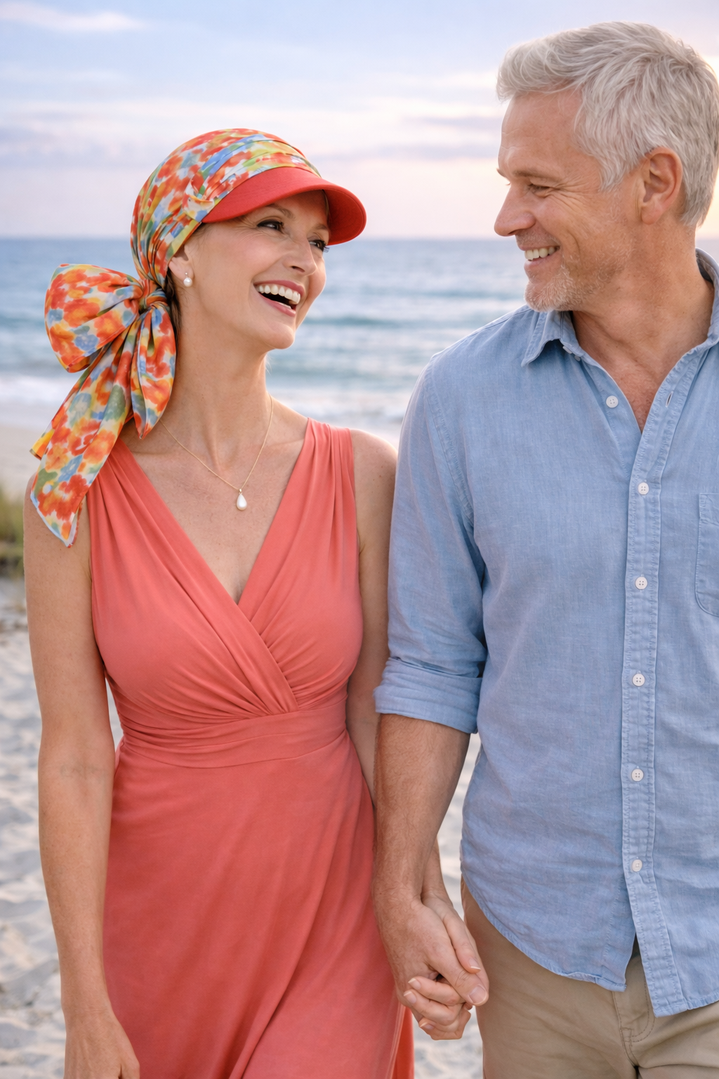 Sonnenkappe Damen „Summer Garden Mix“ mit seitlich gebundenen Bändern für einen femininen Look