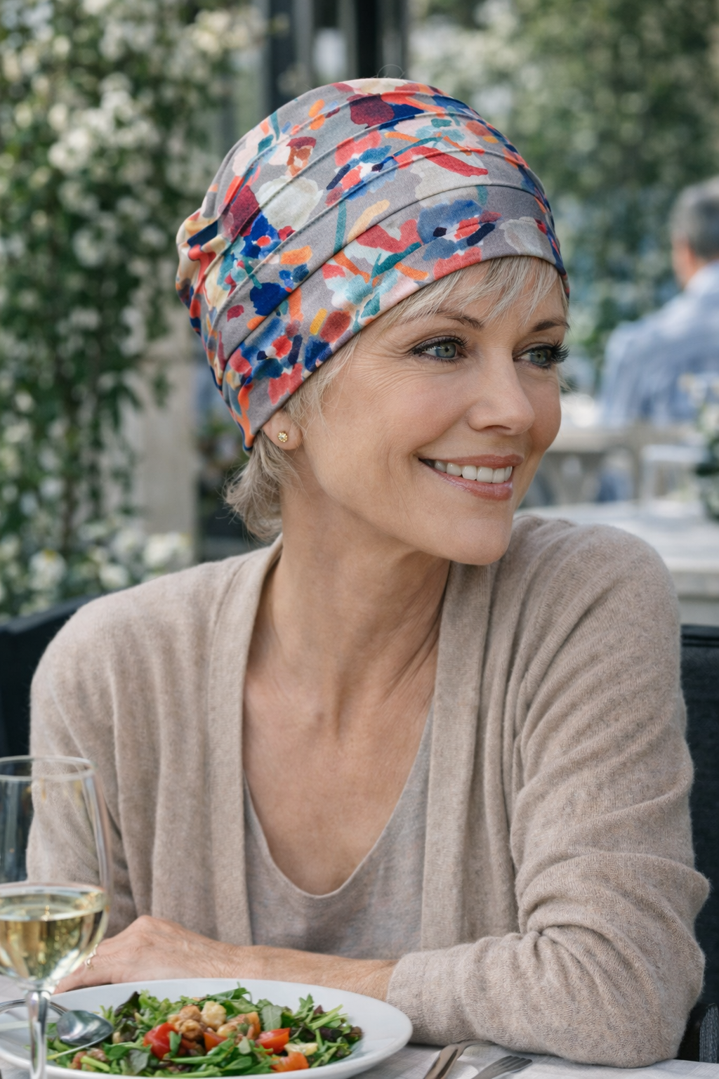 Bequeme Turban-Mütze für Frauen in der Reha-Klinik, ideal bei Therapie und empfindlicher Kopfhaut